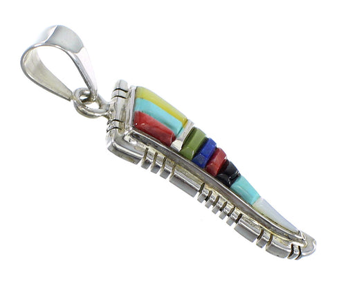 Southwestern Multicolor Inlay And Sterling Silver Pendant VX55611